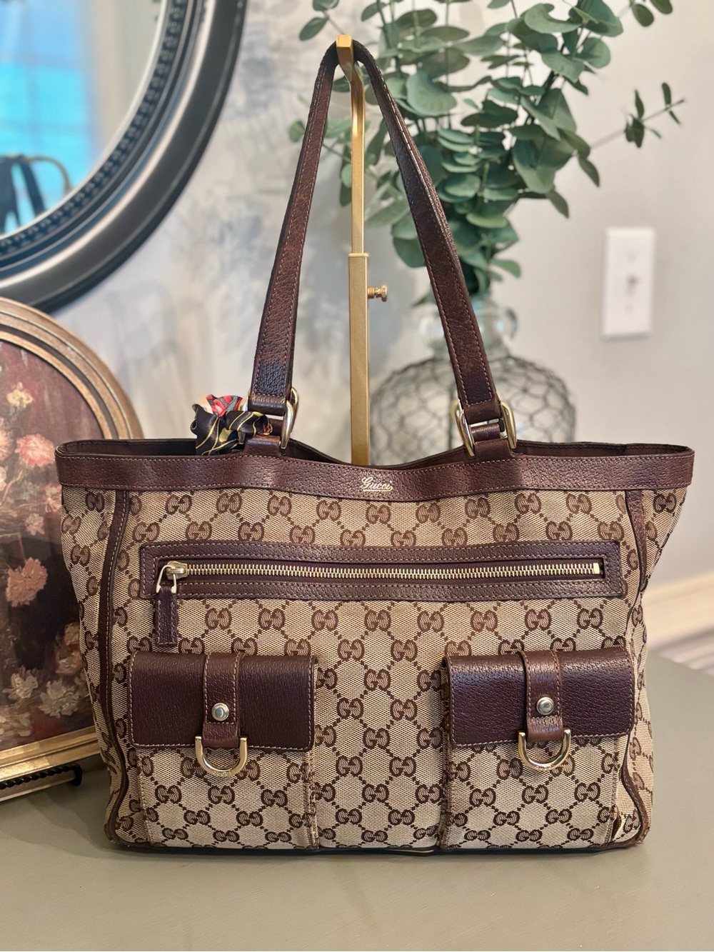 Vintage Gucci Canvas Abbey Pocket Tote Y2K